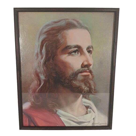 Vintage Peter Bianchi Jesus Christ Head Litho Print Religious Art USA 11 x14 - Picture 8 of 12